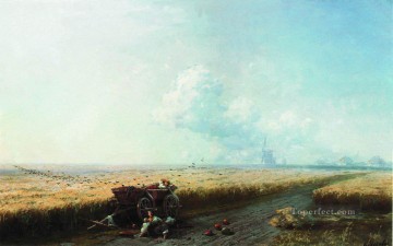 during the harvest in ukraine 1883 Romantic Ivan Aivazovsky Russian Oil Paintings